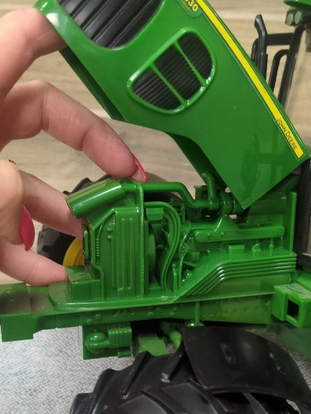 John Deere Green and Yellow Toy Tractor Model with Black Tires